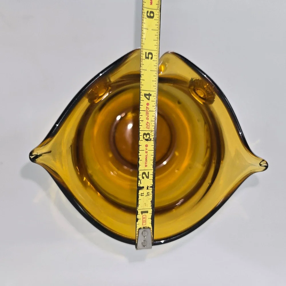 Vintage Pier 1 Amber Art Glass Owl Vase Pitcher Mid Century Modern‎ Decor 8in
